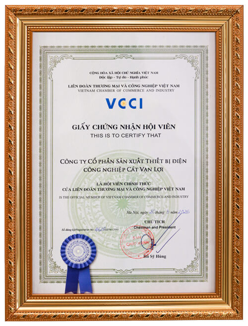 Giấy chứng nhận C&aacute;t Vạn Lợi l&agrave; hội vi&ecirc;n ch&iacute;nh thức của Li&ecirc;n đo&agrave;n Thương mại v&agrave; C&ocirc;ng nghiệp Việt Nam (VCCI) năm 2026