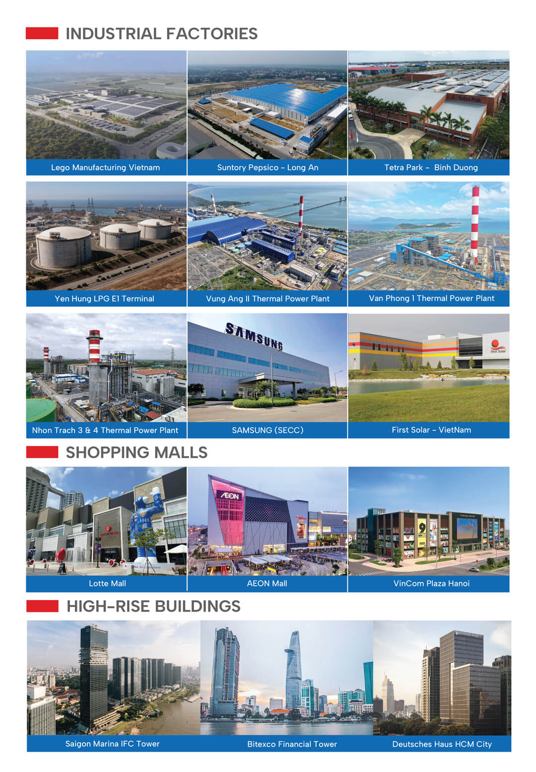 Cat Van Loi is proud to be the MEP material supplier for a series of key projects both domestically and internationally. 