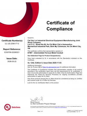 UL Listed - UL 1242 (USA) Ống luồn dây điện IMC CVL